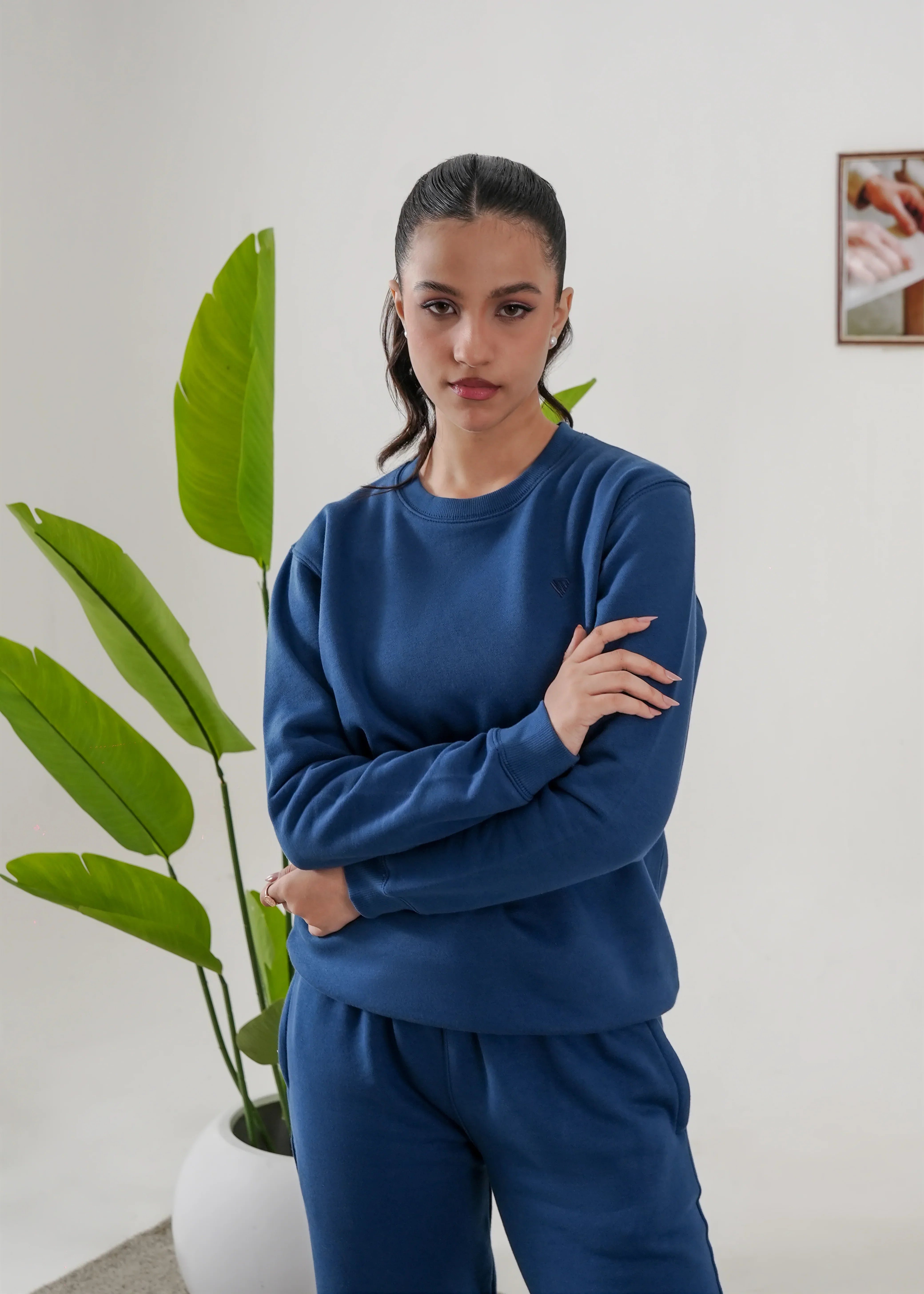 WOMEN PURE COMFORT COTTON FLEECE TEAL BLUE TRACKSUIT - Image 4