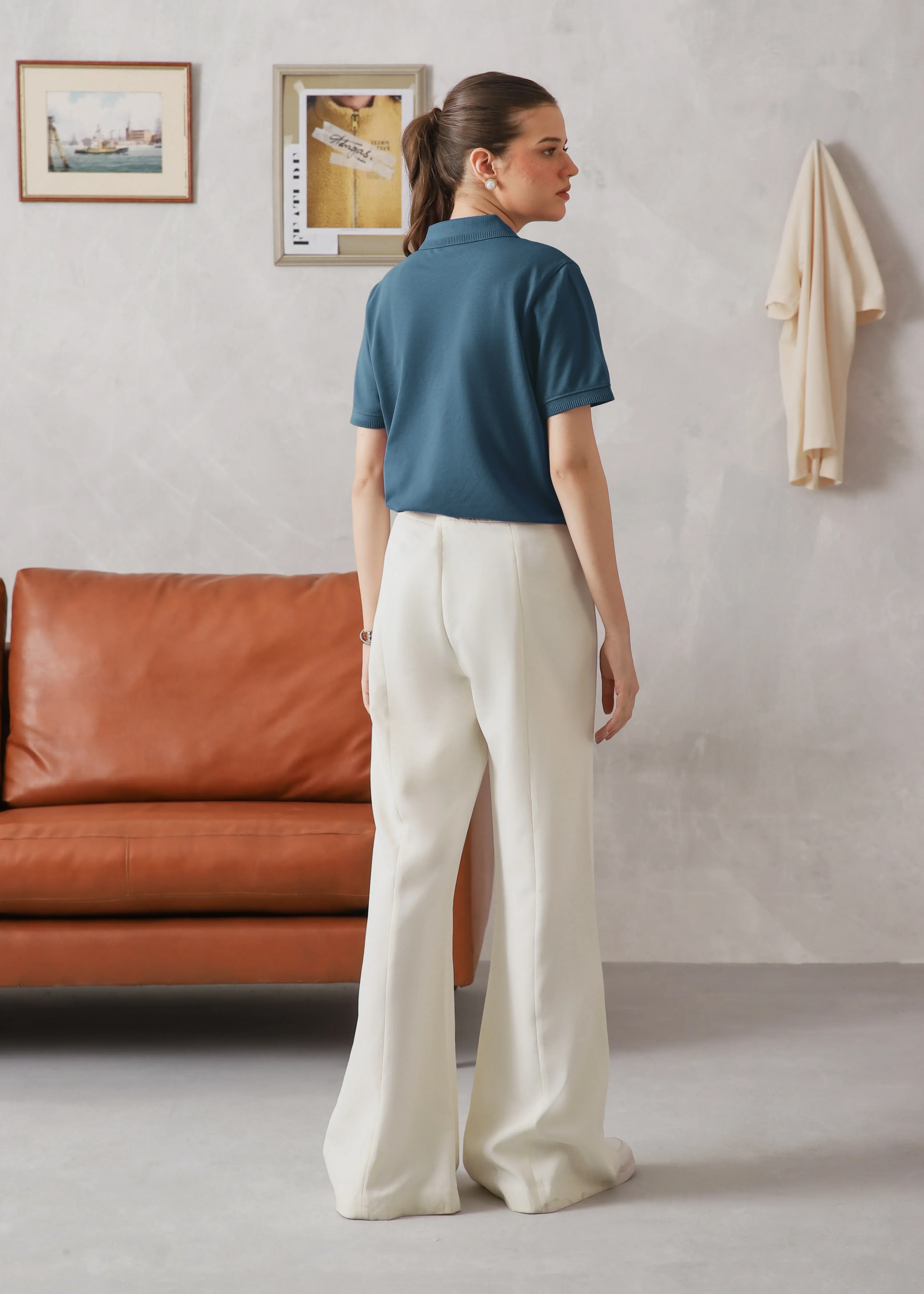 WOMEN TEAL BASIC POLO - Image 5